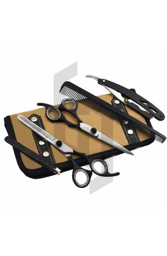 Black And Chrome Barber Scissors Kit